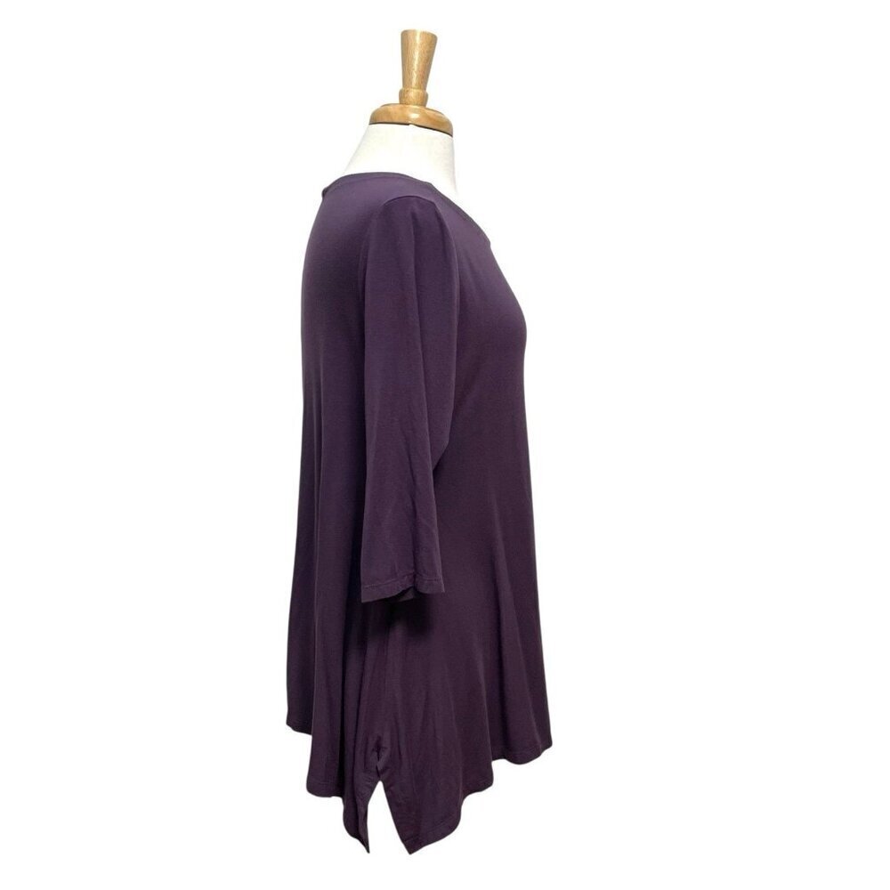 Soft Surroundings Shark Bite Hem Asymmetrical Tunic Top Soft Purple XL Petite - Picture 4 of 9